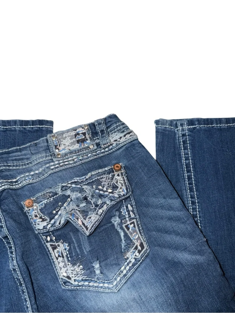 Grace Women’s Boot Cut Jeans in Blue with Fading
